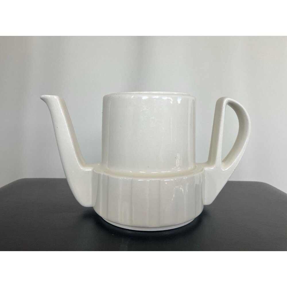 Vintage Mid Century Bauhaus WMF Porcelain Teapot, Ivory With Top, No Chips